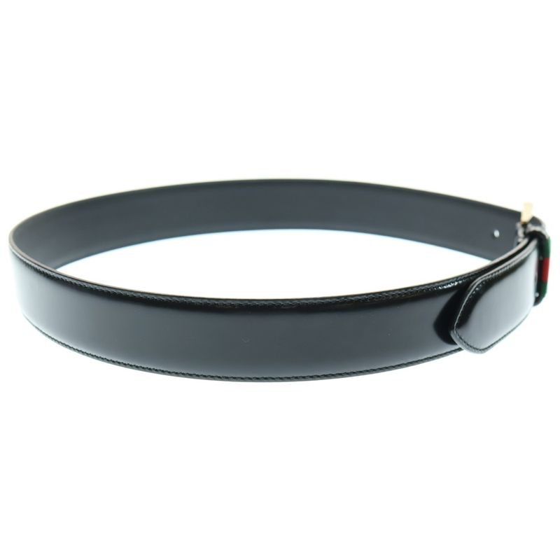 Gucci Sherry Line Web Trim Leather Belt Black 495125