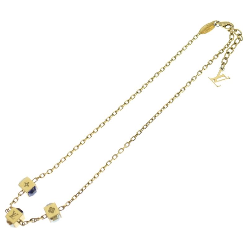 Louis Vuitton Collier Gamble Necklace Pendant Chain Gold GP M65096