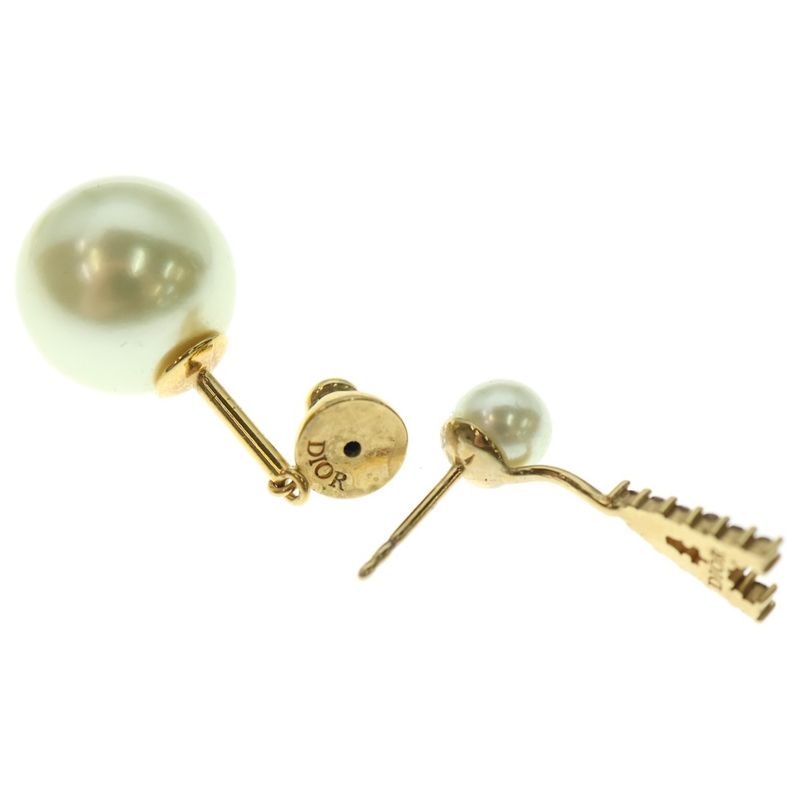 Christian Dior CD Logo Tribal Faux Pearl Star Earrings Ear Accessories Ivory