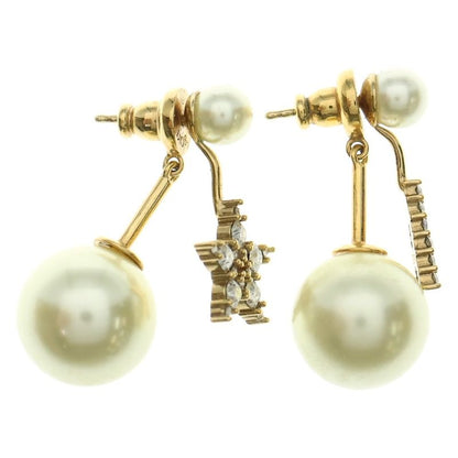 Christian Dior CD Logo Tribal Faux Pearl Star Earrings Ear Accessories Ivory