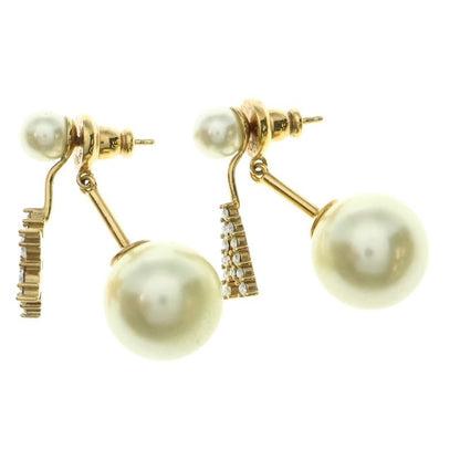 Christian Dior CD Logo Tribal Faux Pearl Star Earrings Ear Accessories Ivory