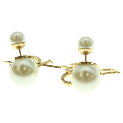 Christian Dior Logo Charm Faux Pearl Earrings Ear Accessories Ivory E1411tricy_d