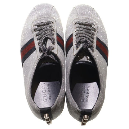 Gucci Lame Glitter Sherry Line Low Cut Sneakers Silver 419544