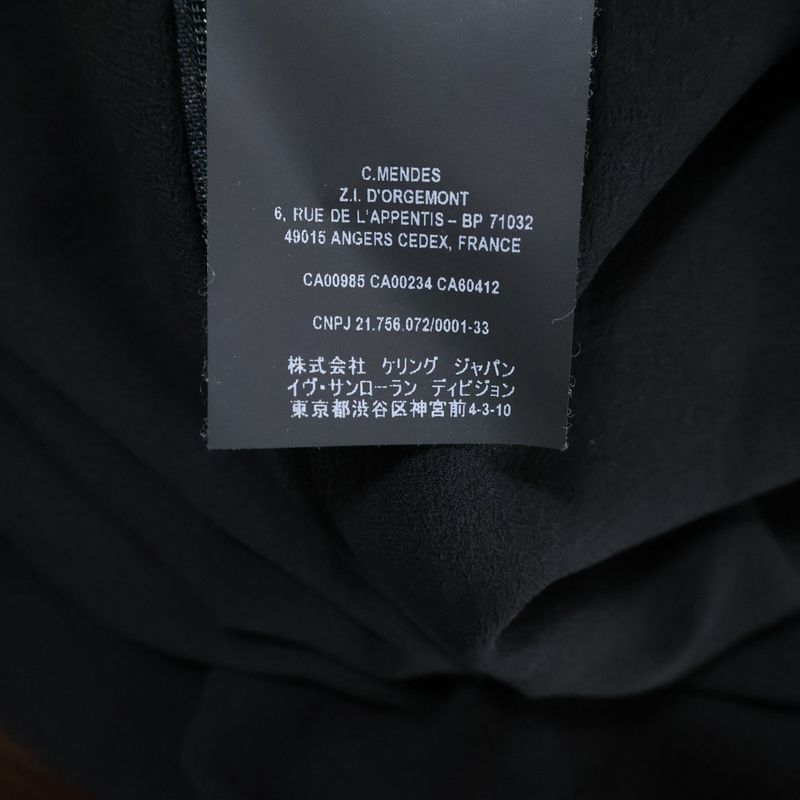 Saint Laurent Paris V-neck Velour Velvet Gathered Long Sleeves Mini Dress Black