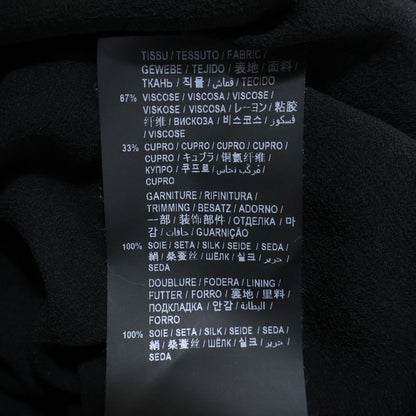 Saint Laurent Paris V-neck Velour Velvet Gathered Long Sleeves Mini Dress Black