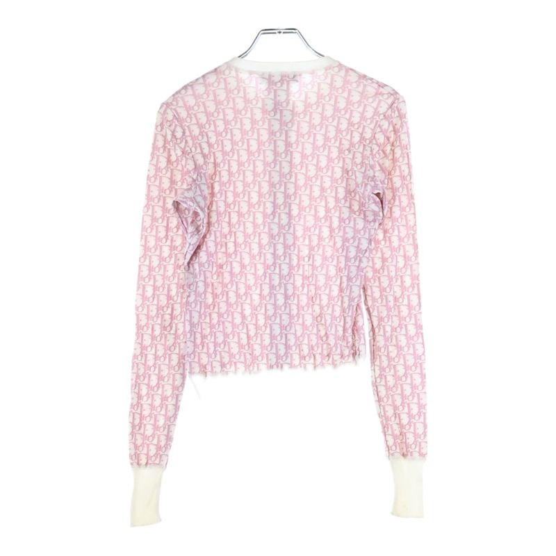 Christian Dior Trotter Allover Print Zip-up Rayon Knit Cardigan Pink Women