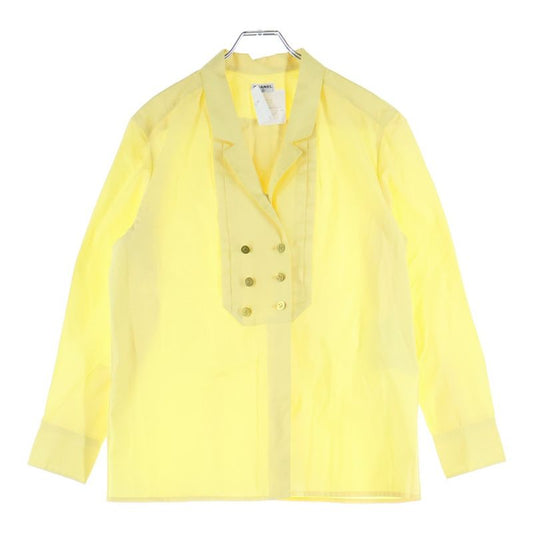 Chanel Coco Mark Button Cotton Double Breasted Pullover Long Sleeve Shirt