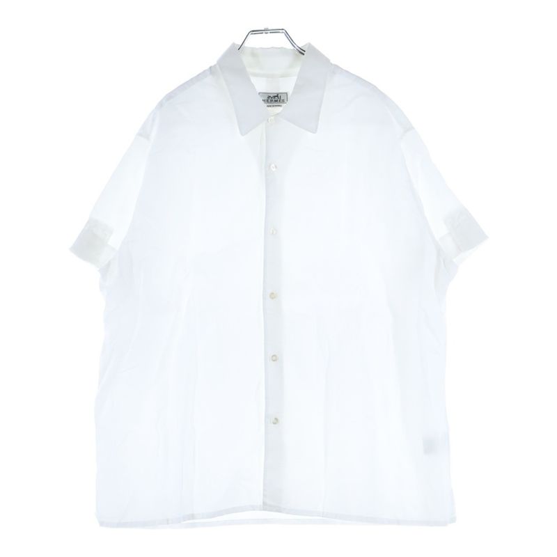 Hermes Oversized Short-sleeved Shirt With Serie Buttons White