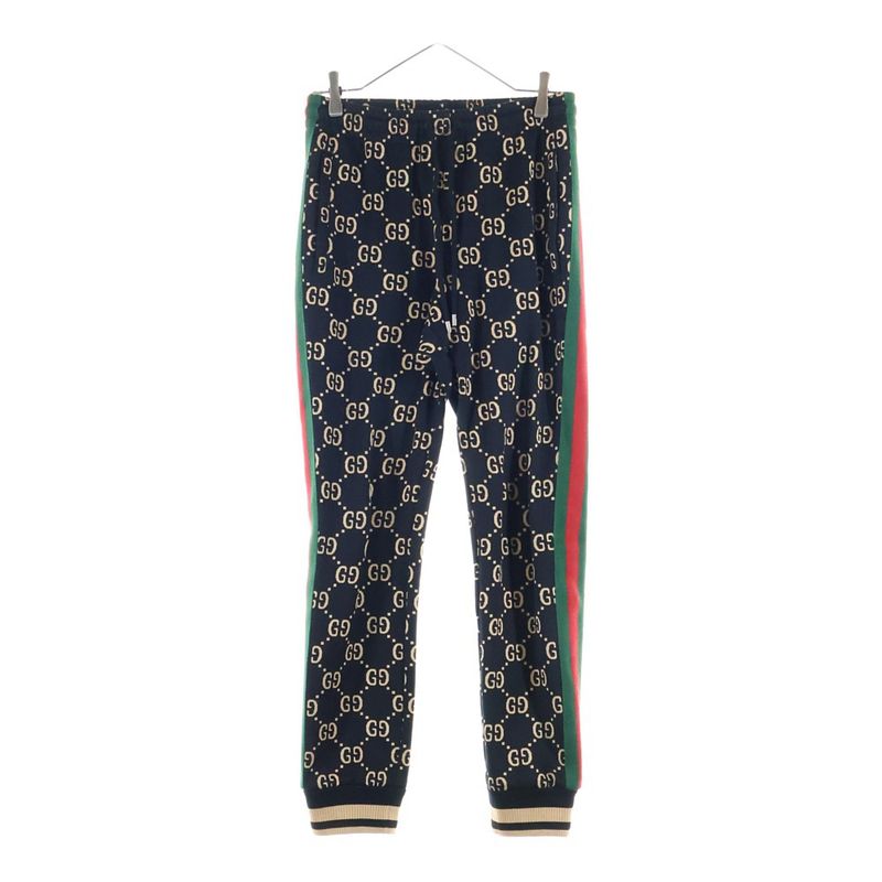Gucci 22AW Sherry Line Tape Ggmonogram Jersey Cotton Jogger Pants Multi 695976