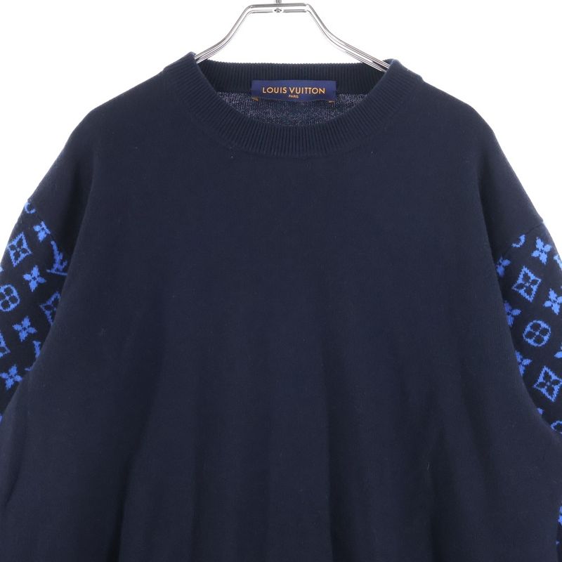 Louis Vuitton 23AW Monogram Sleeve Trimmed Cashmere Mix Wool Knit Sweater