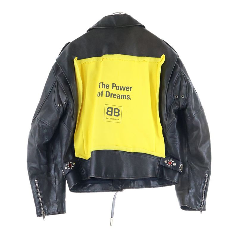 Balenciaga 18AW Personalized Painted Biker Leather Jacket Black 507786 Tyh15
