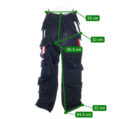 Balenciaga 21AW Slashed Loose Fit Pants Slashed Loose Fit Denim Pants Black