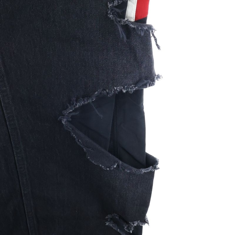 Balenciaga 21AW Slashed Loose Fit Pants Slashed Loose Fit Denim Pants Black