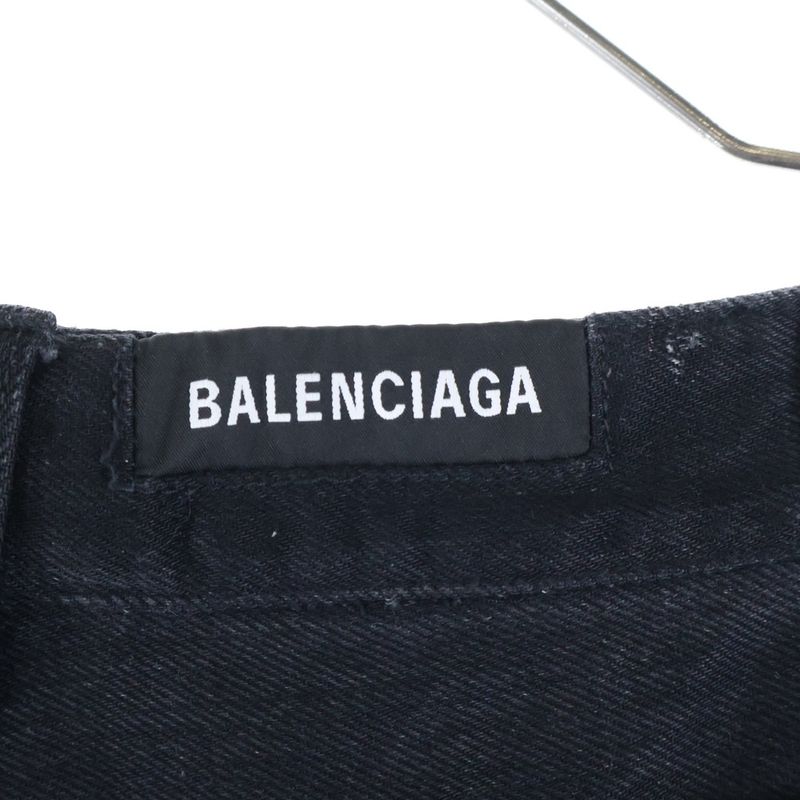 Balenciaga 21AW Slashed Loose Fit Pants Slashed Loose Fit Denim Pants Black