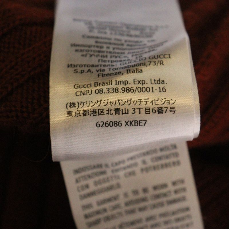 Gucci Ribbed Turtleneck Long-sleeved Knit Sweater Brown 626086 Xkbe7