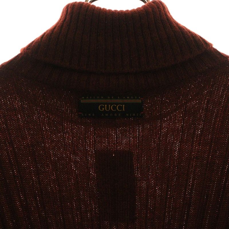 Gucci Ribbed Turtleneck Long-sleeved Knit Sweater Brown 626086 Xkbe7