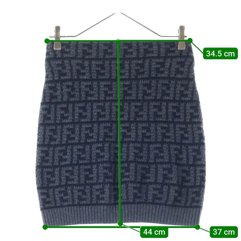 Fendi Zucca Pattern FF Logo Cashmere Knit Tight Miniskirt Grey/black Women