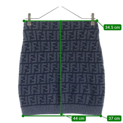 Fendi Zucca Pattern FF Logo Cashmere Knit Tight Miniskirt Grey/black Women