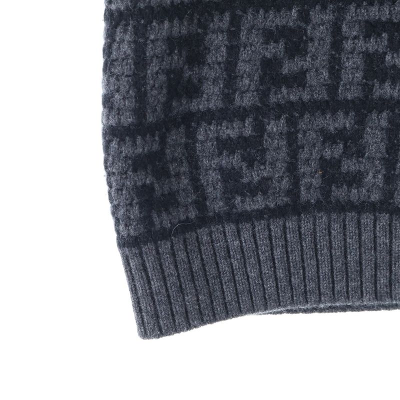 Fendi Zucca Pattern FF Logo Cashmere Knit Tight Miniskirt Grey/black Women