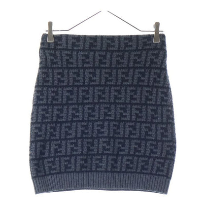 Fendi Zucca Pattern FF Logo Cashmere Knit Tight Miniskirt Grey/black Women