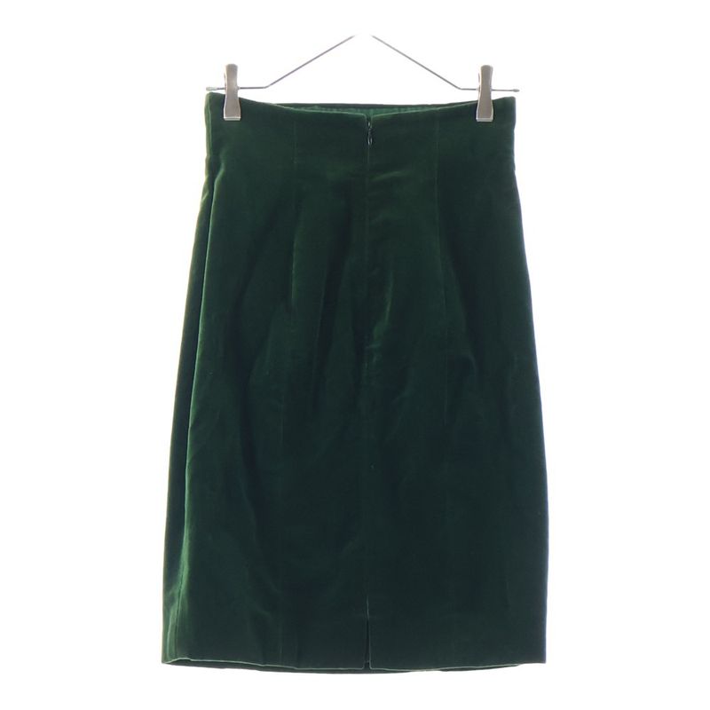 Chanel Velour Velvet Tight Medium Skirt Green Women