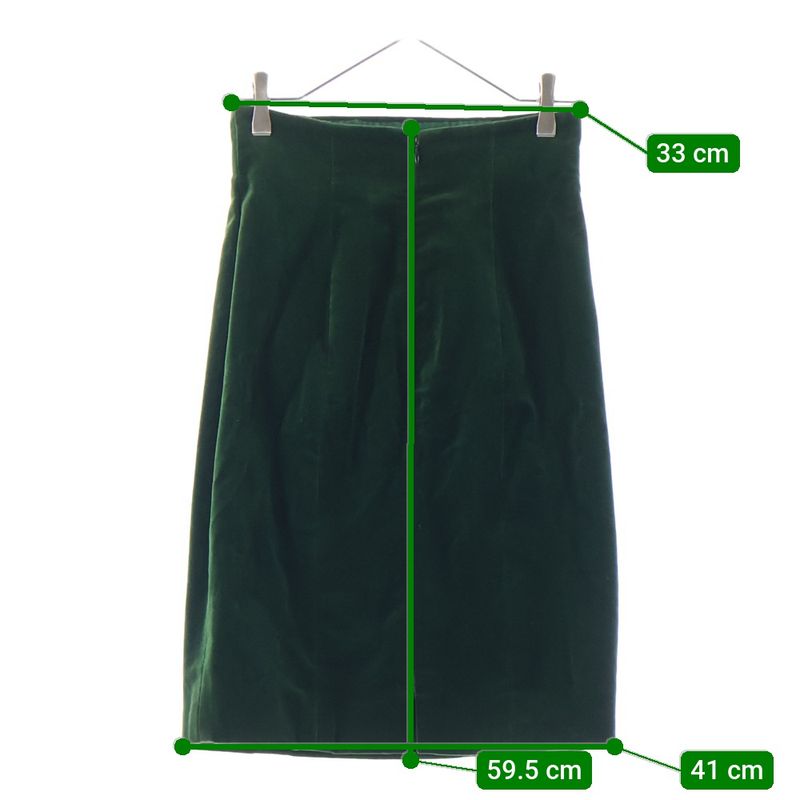 Chanel Velour Velvet Tight Medium Skirt Green Women