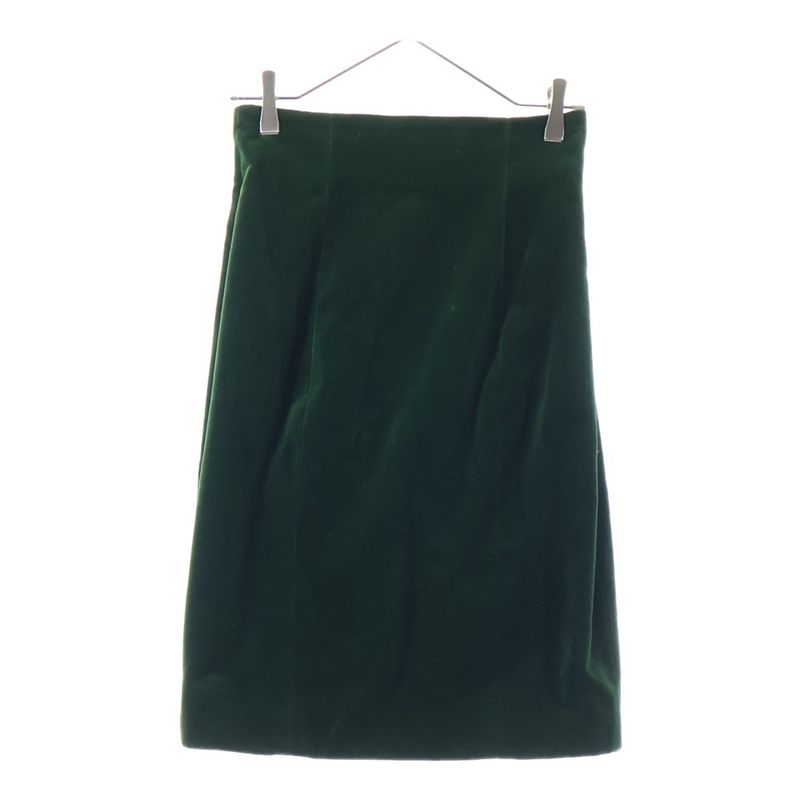 Chanel Velour Velvet Tight Medium Skirt Green Women