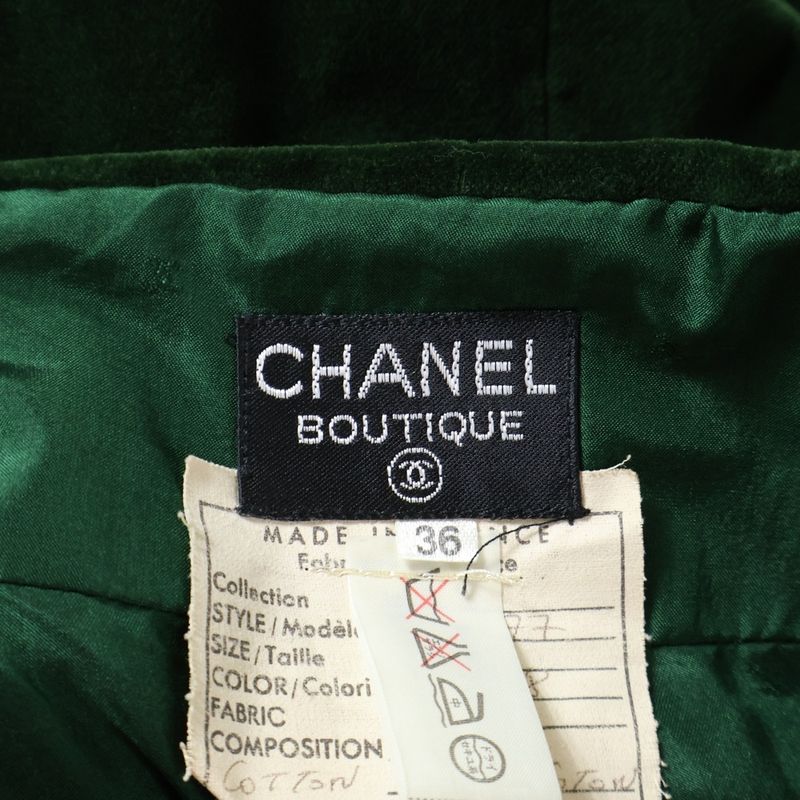 Chanel Velour Velvet Tight Medium Skirt Green Women