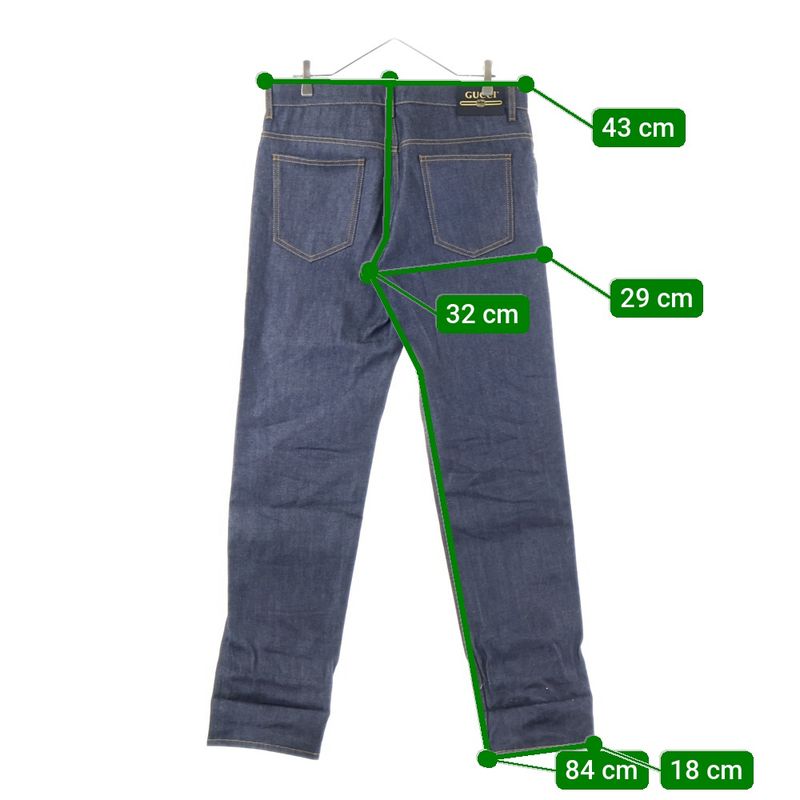 Gucci Zip Fly Straight Denim Pants With GG Pattern Fold Over Indigo 700949 Xdb1z