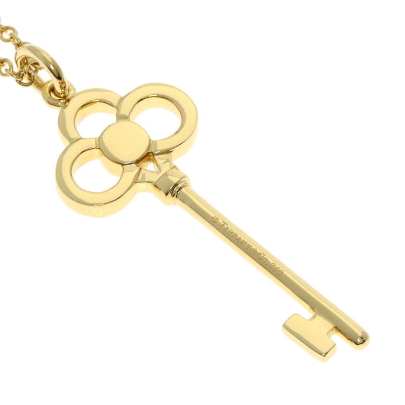 Tiffany & Co Crown Key Diamond Necklace 18K Yellow Gold Ladies