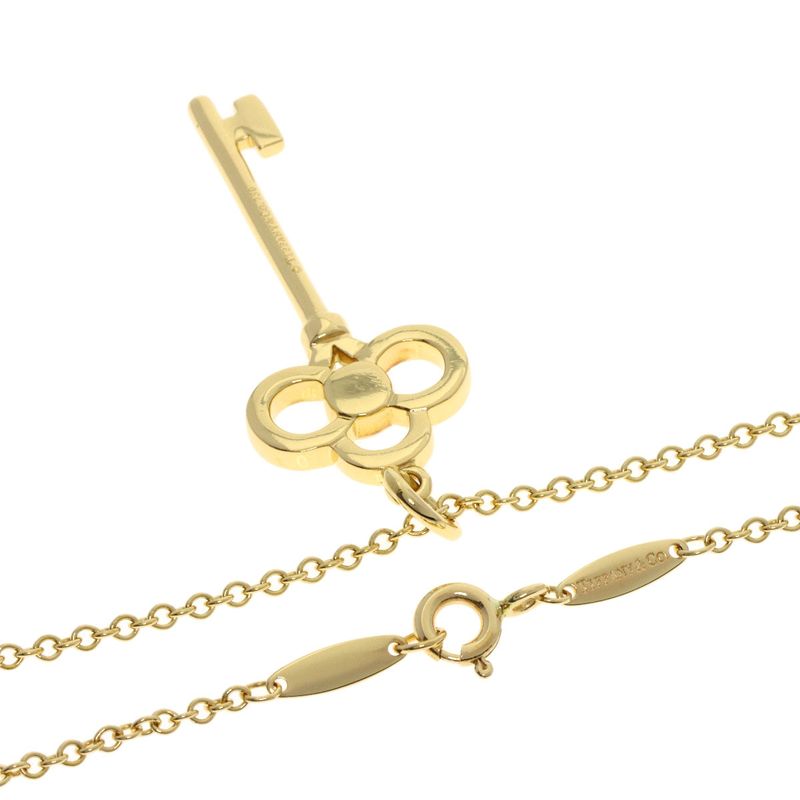 Tiffany & Co Crown Key Diamond Necklace 18K Yellow Gold Ladies