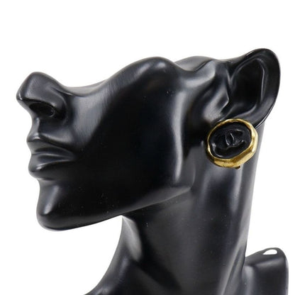Chanel Coco Mark Vintage Gold Plated Black 95P Ladies 23.1g Earring