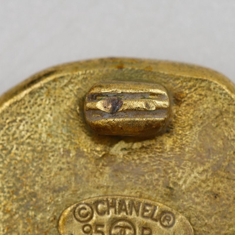 Chanel Coco Mark Vintage Gold Plated Black 95P Ladies 23.1g Earring