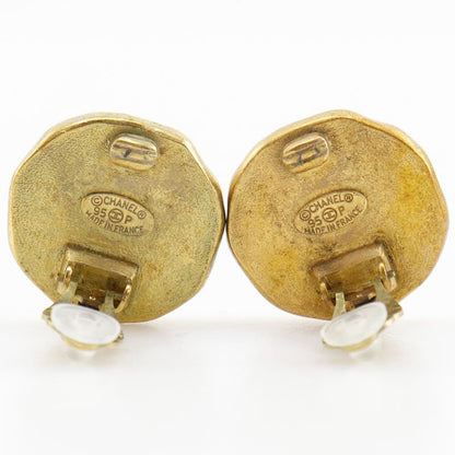 Chanel Coco Mark Vintage Gold Plated Black 95P Ladies 23.1g Earring