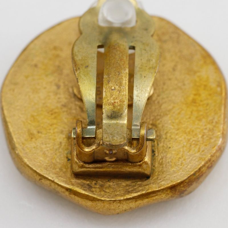 Chanel Coco Mark Vintage Gold Plated Black 95P Ladies 23.1g Earring