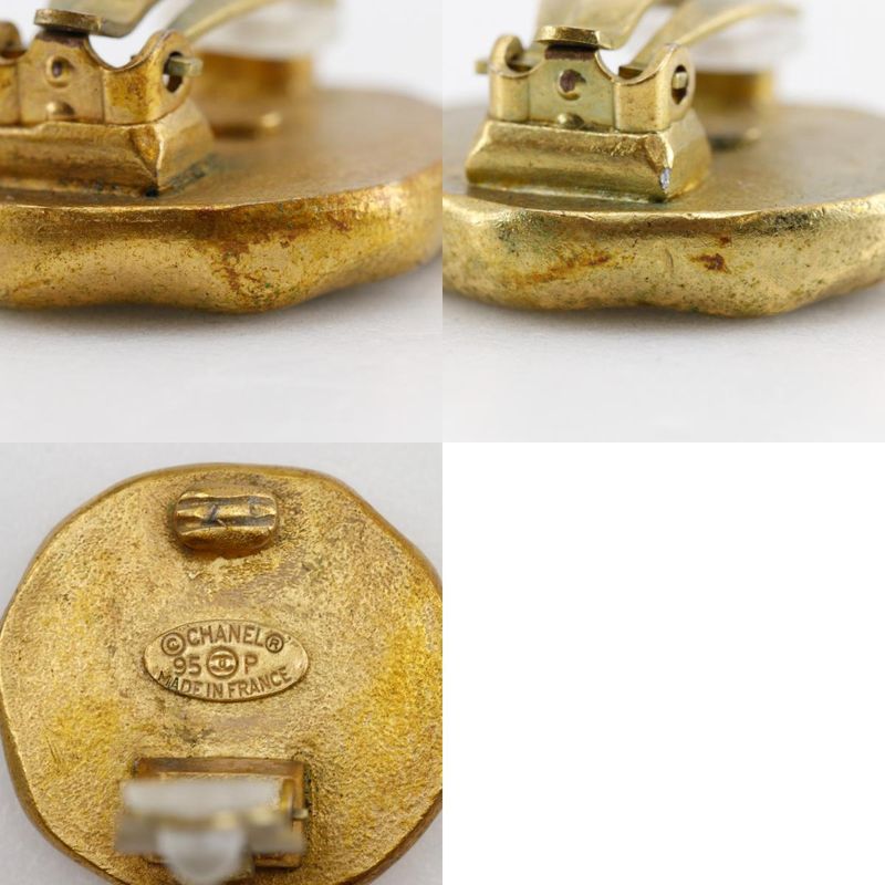 Chanel Coco Mark Vintage Gold Plated Black 95P Ladies 23.1g Earring