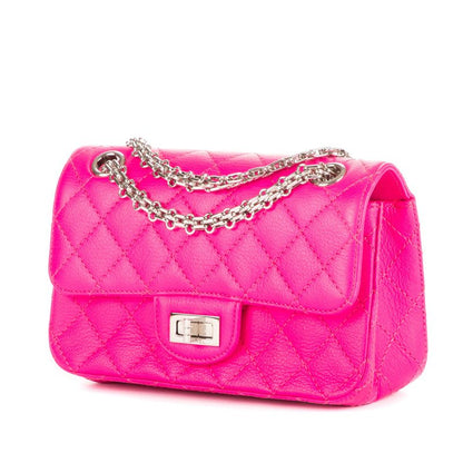 Mini 224 Double Flap Pink Calfskin Leather
