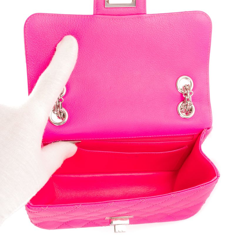 Mini 224 Double Flap Pink Calfskin Leather