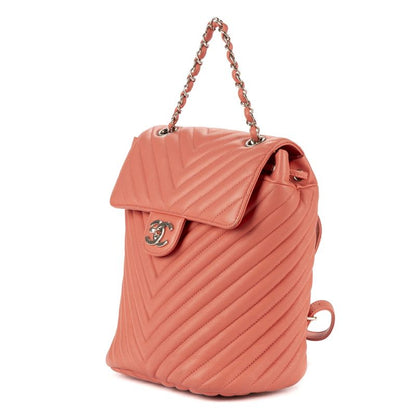 Chanel Spirit Backpack Pink Chevron Quilted Calfskin Leather
