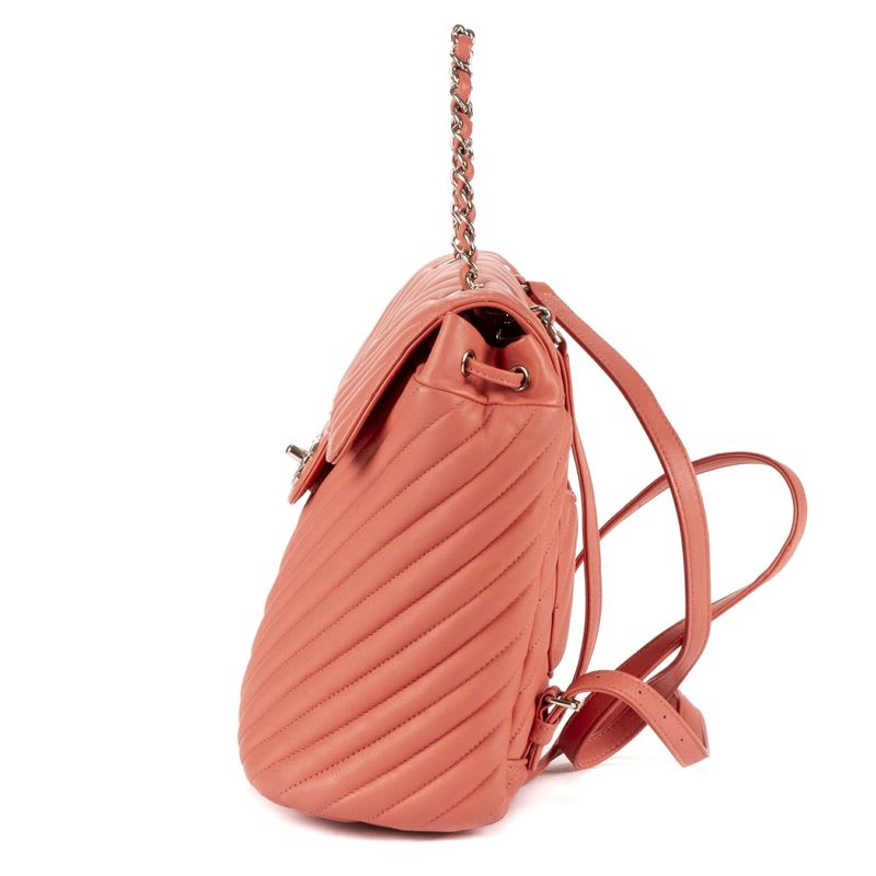 Chanel Spirit Backpack Pink Chevron Quilted Calfskin Leather