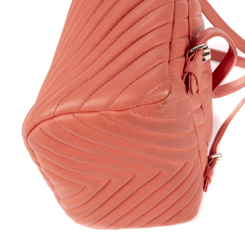 Chanel Spirit Backpack Pink Chevron Quilted Calfskin Leather