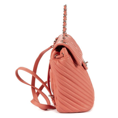 Chanel Spirit Backpack Pink Chevron Quilted Calfskin Leather