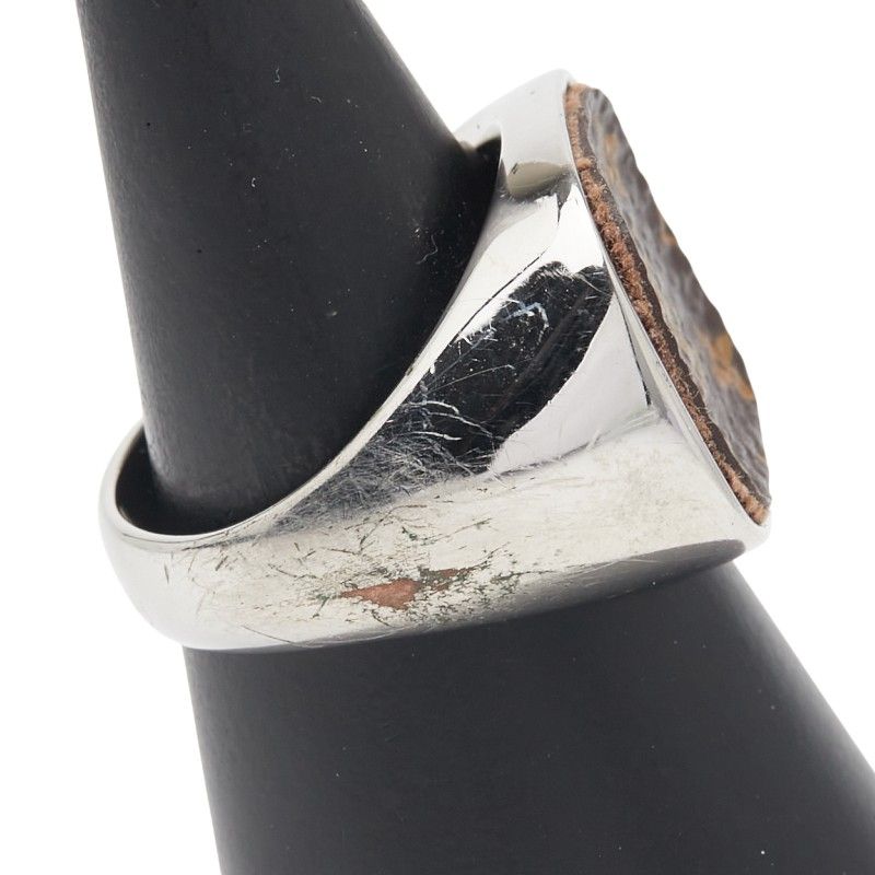 Louis Vuitton Berg Monogram Padlock Ring #L M00516 Silver Brown Metal PVC Men's