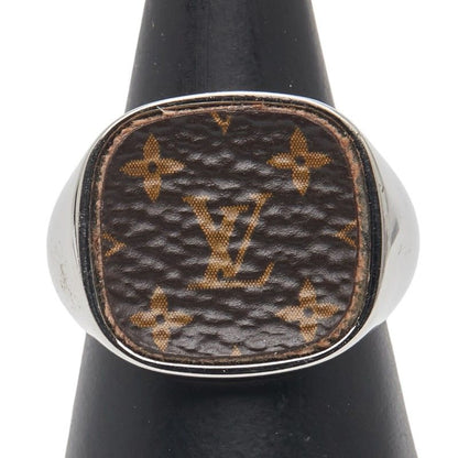 Louis Vuitton Berg Monogram Padlock Ring #L M00516 Silver Brown Metal PVC Men's