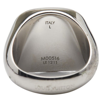 Louis Vuitton Berg Monogram Padlock Ring #L M00516 Silver Brown Metal PVC Men's