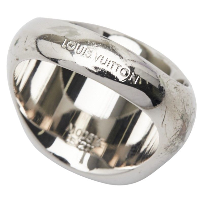 Louis Vuitton Berg Monogram Padlock Ring #L M00516 Silver Brown Metal PVC Men's