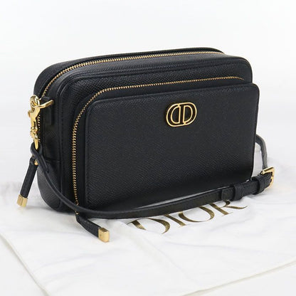 DIOR Double Pouch Dior Caro S7431ubae Crossbody Shoulder Bag Leather Women