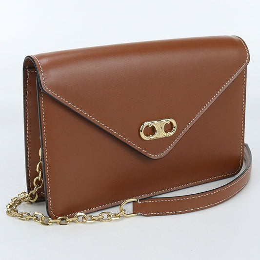 Celine Triomphe Chain Wallet In Calf Leather