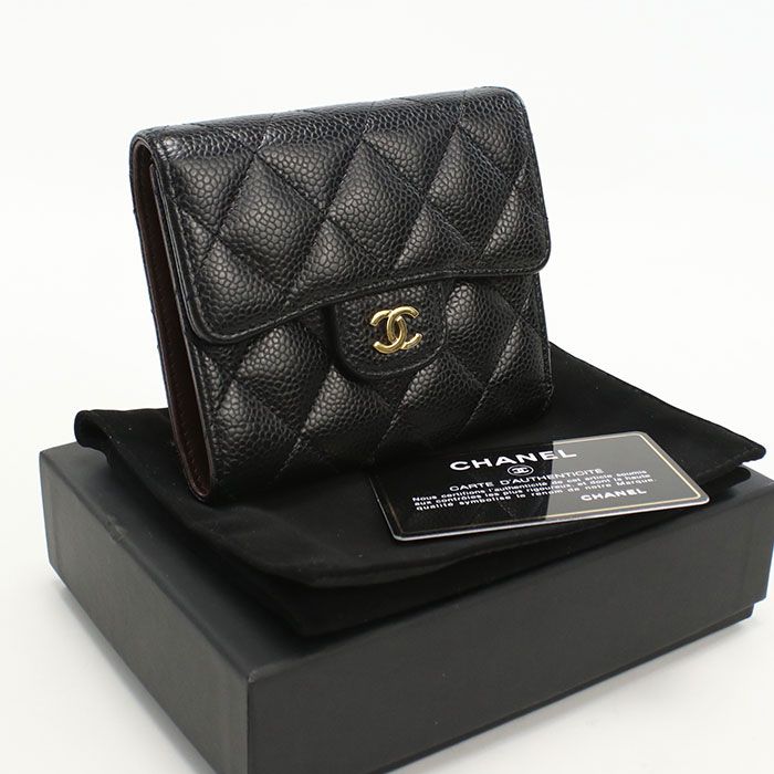 Chanel Small Flap Wallet Matelasse 26920077 Tri-fold Wallet Caviar Women's