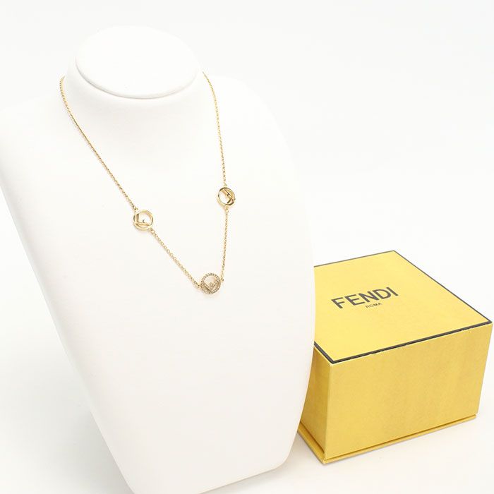 Fendi F Is Fendi 8ag735 6DM F089u Necklace Metal Zirconia Womens